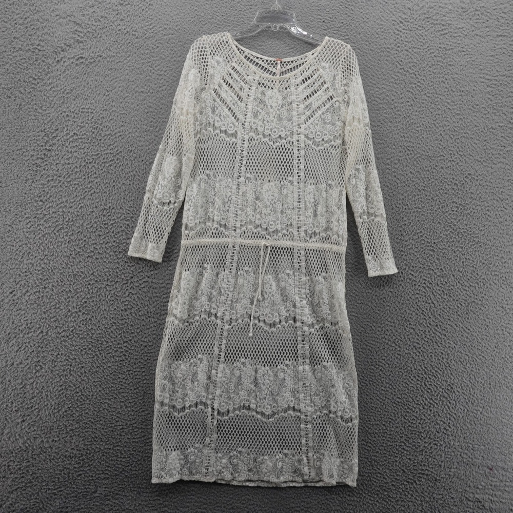 Free People Luna Lace Mini Dress Medium Ivory White Womens Boho Festival Crochet